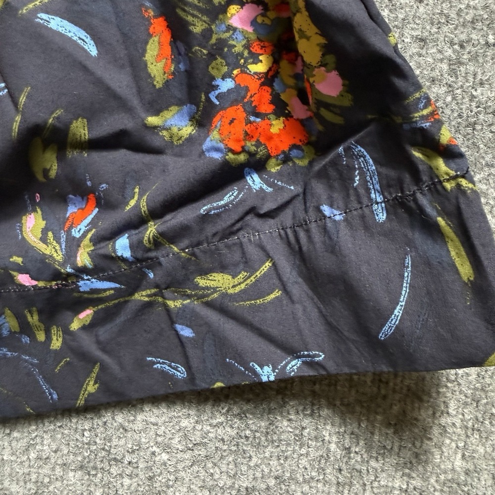 NWT Free Assembly Women's Smocked Cotton Puff Sleeve Mini Dress Navy Floral - Picture 11 of 15